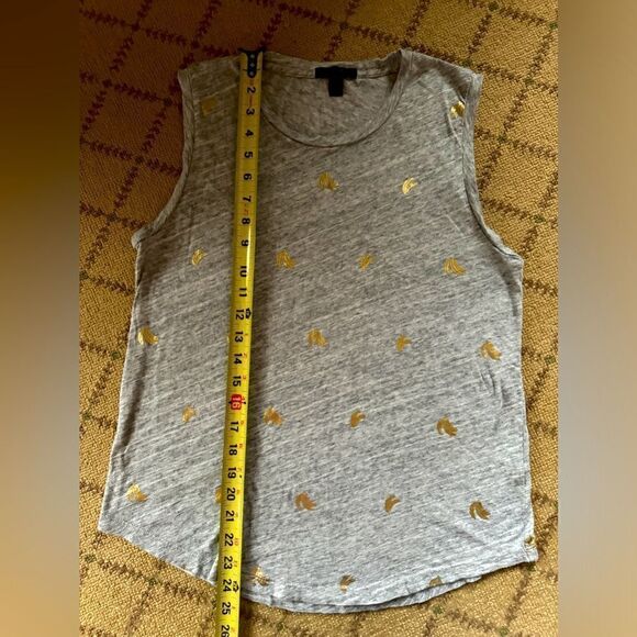 J. Crew gray sleeveless T-shirt with gold foil banana design S NWOT - Picture 5 of 12